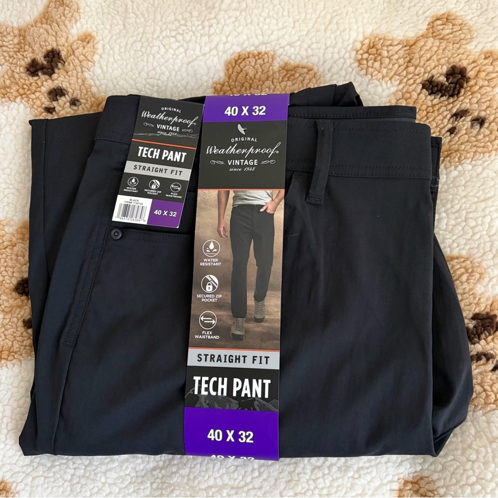 ❤️Weatherproof Men's Black Tech Pants New Size 40x32